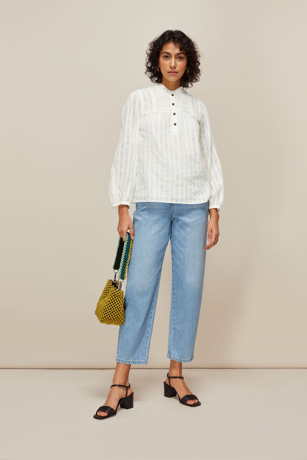 Joy Cotton Dobby Top Ivory
