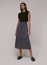 Kinetic Print Tie Front Skirt Multicolour