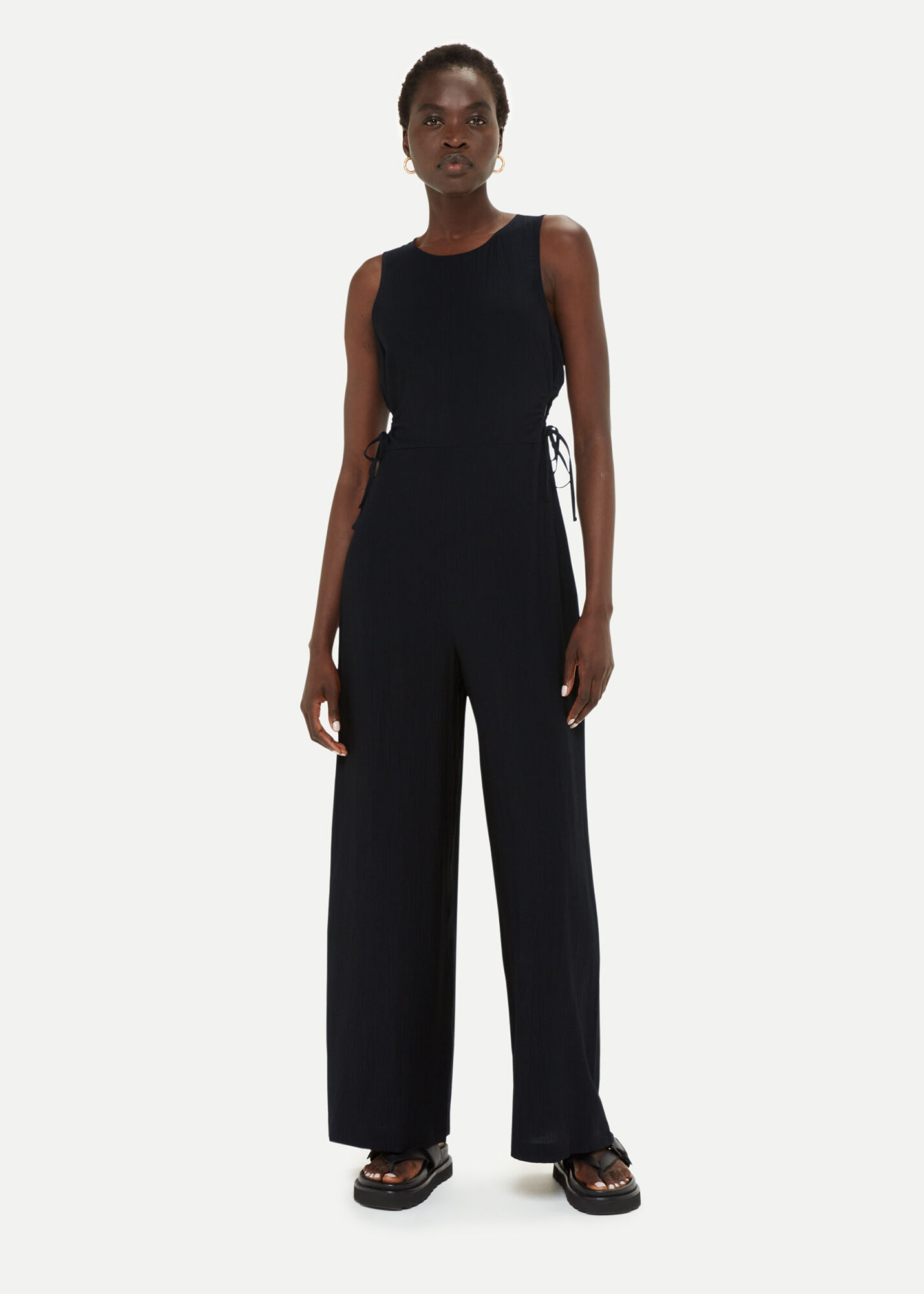 Black High Neck Frill Cut Out Jumpsuit main image 0