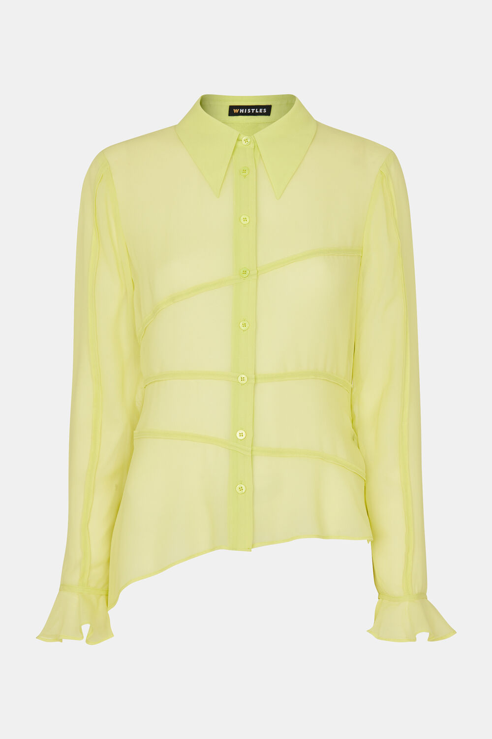 Yellow Fallon Seam Detail Silk Shirt