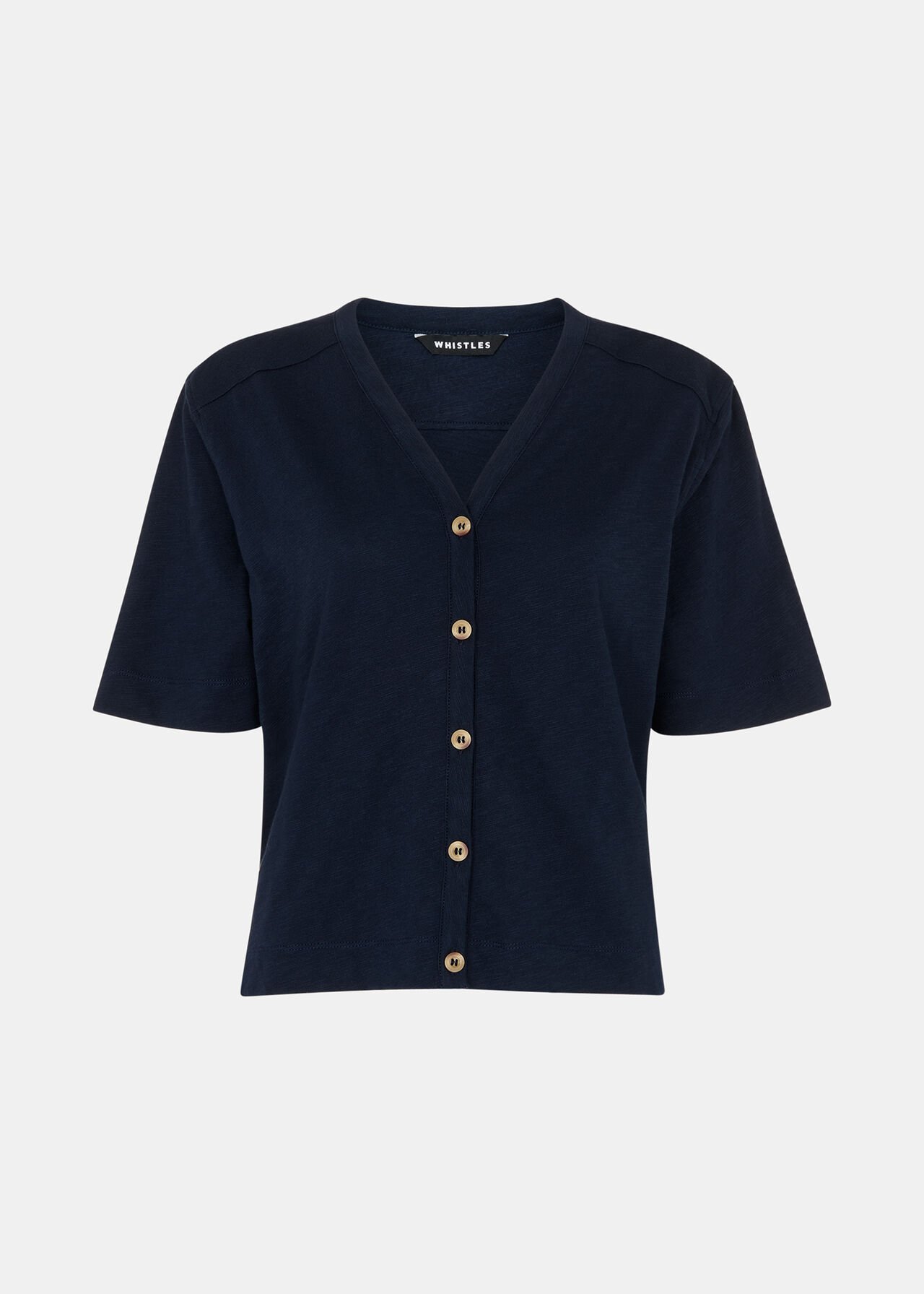 Whistles Ella V Neck Button Through Tee Whistles Ella V Neck Button Through Tee