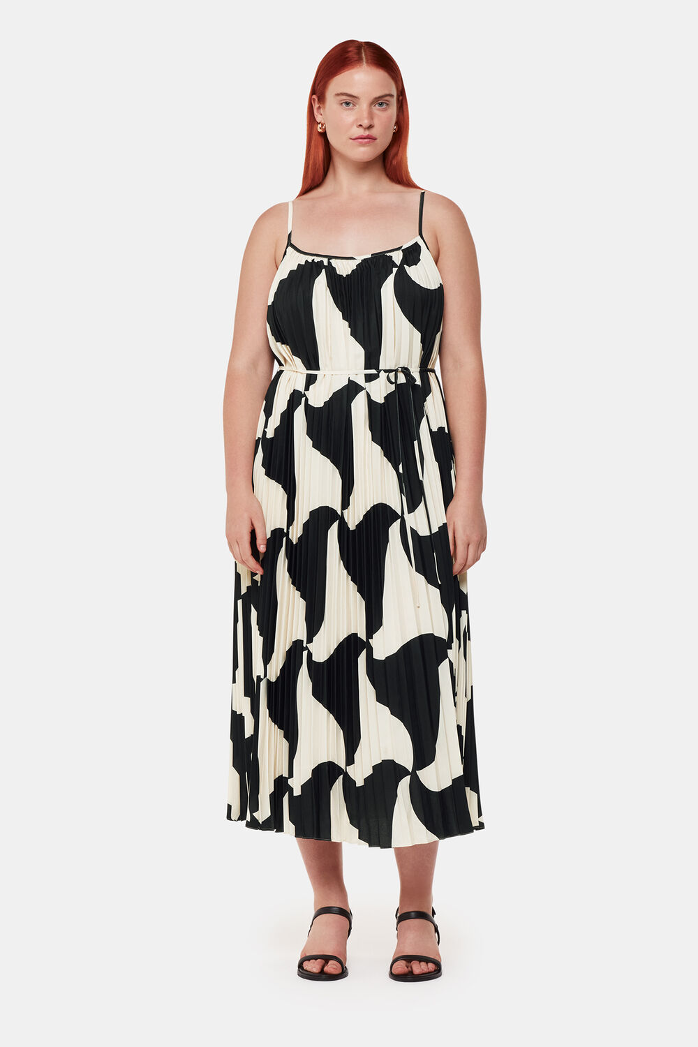 Black Triangle Swirl Pleated Dress