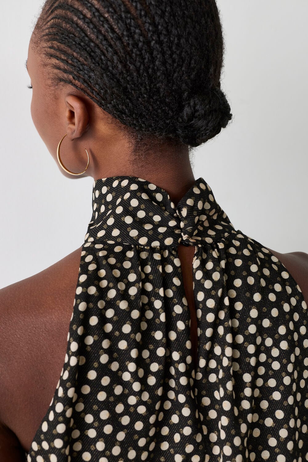 Gold Spot Bubble Hem Halter Top