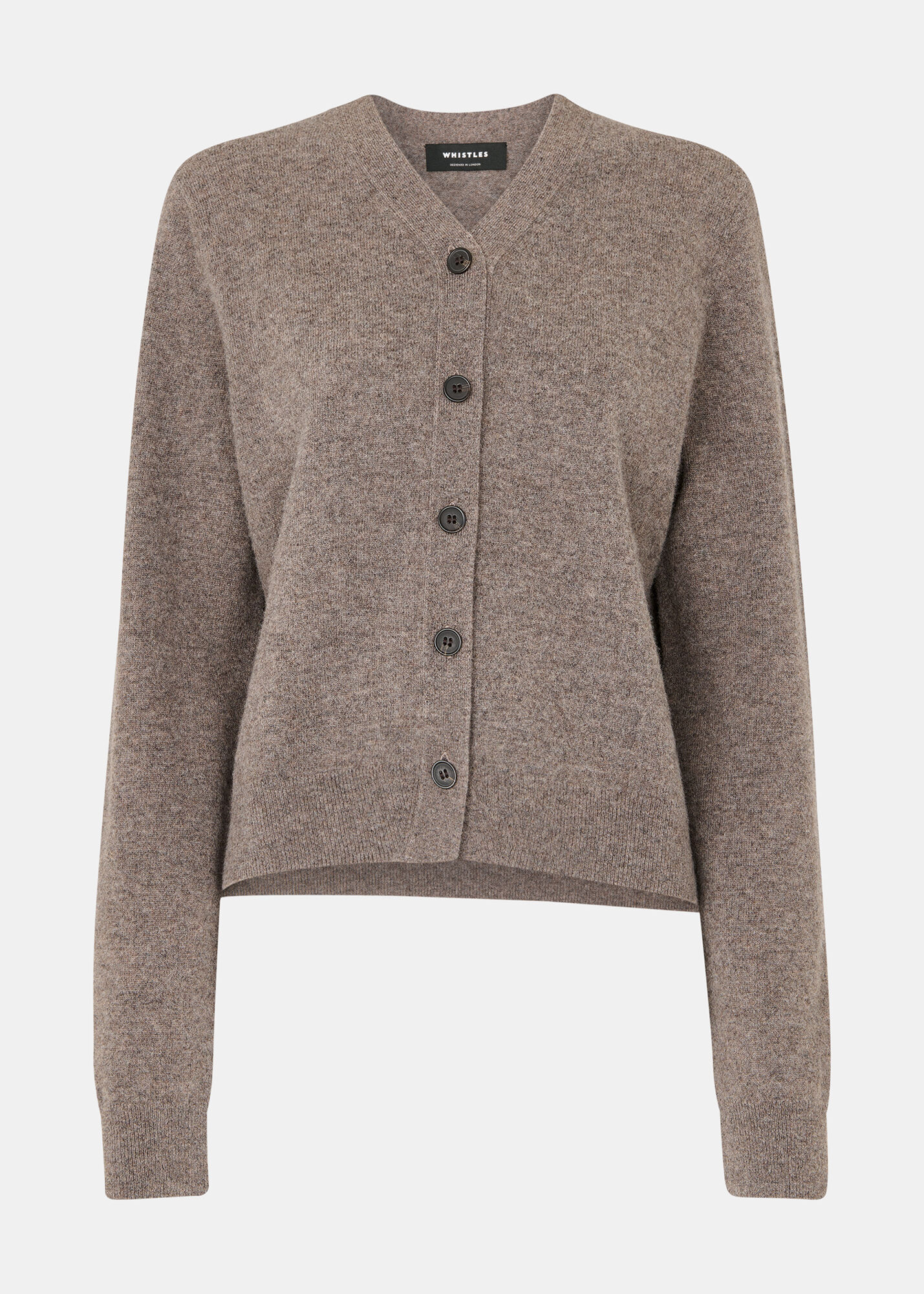 Neutral Button Front V Neck Cardigan