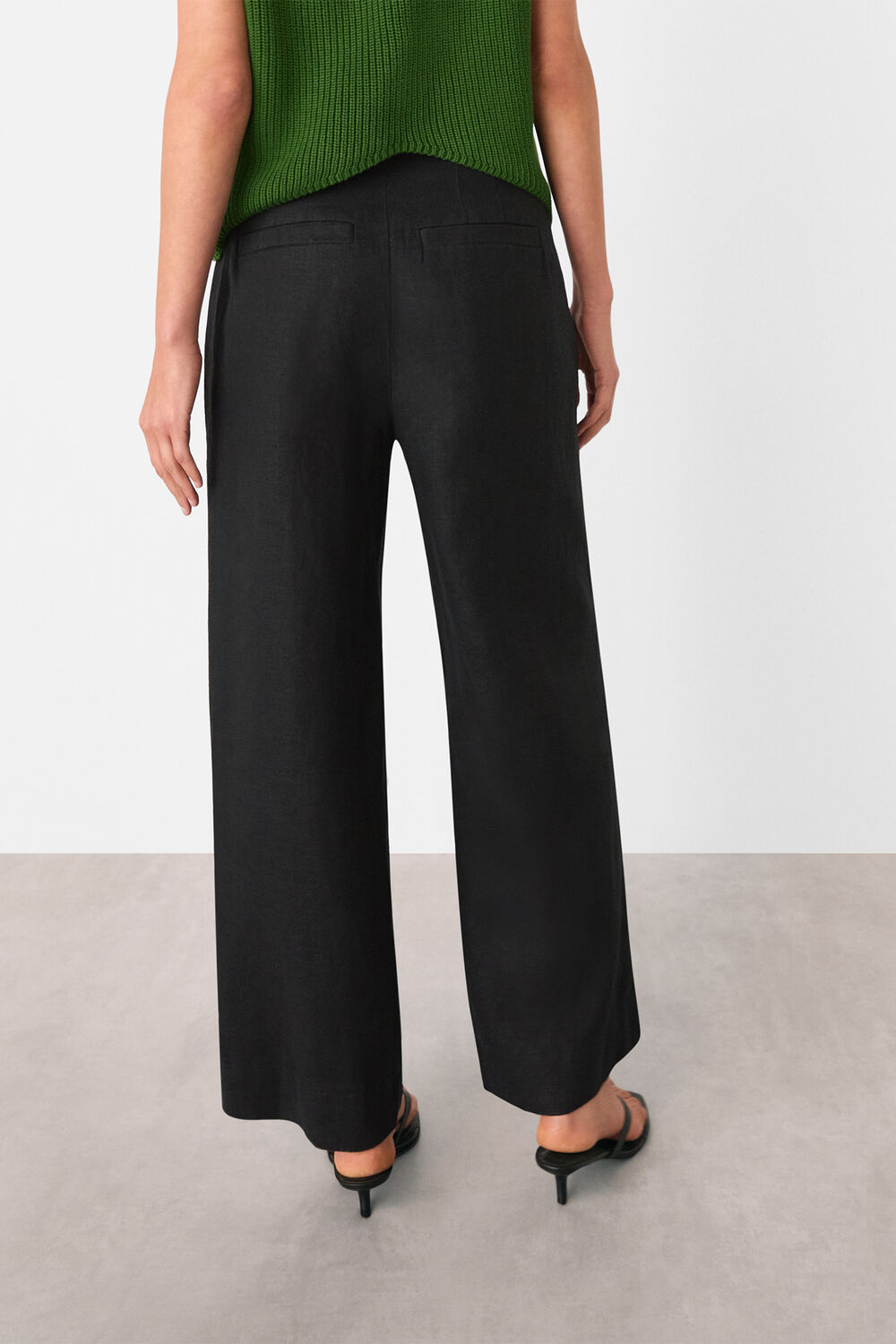 Black Linen Ankle Length Trouser