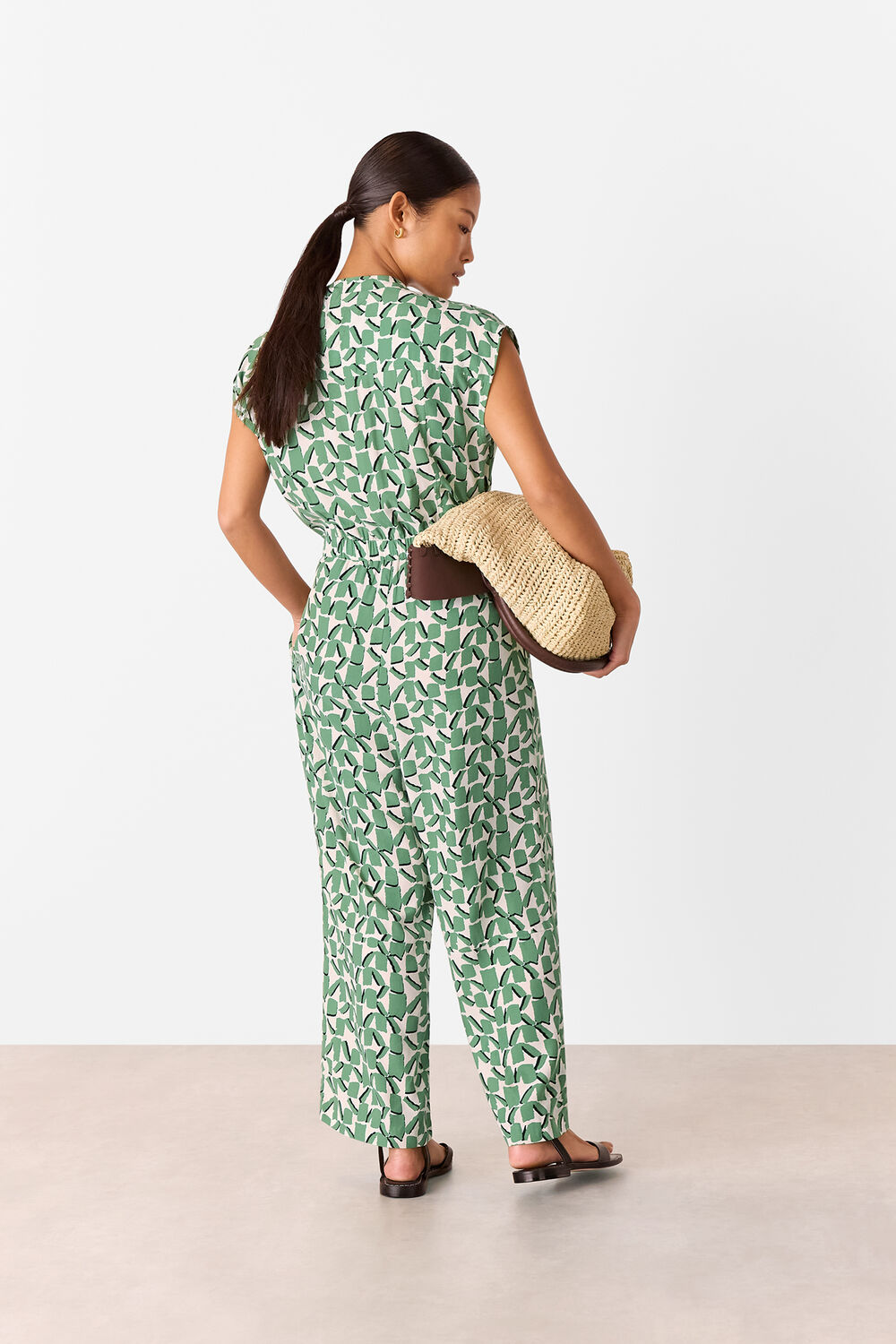 Petite Abstract Squares Jumpsuit