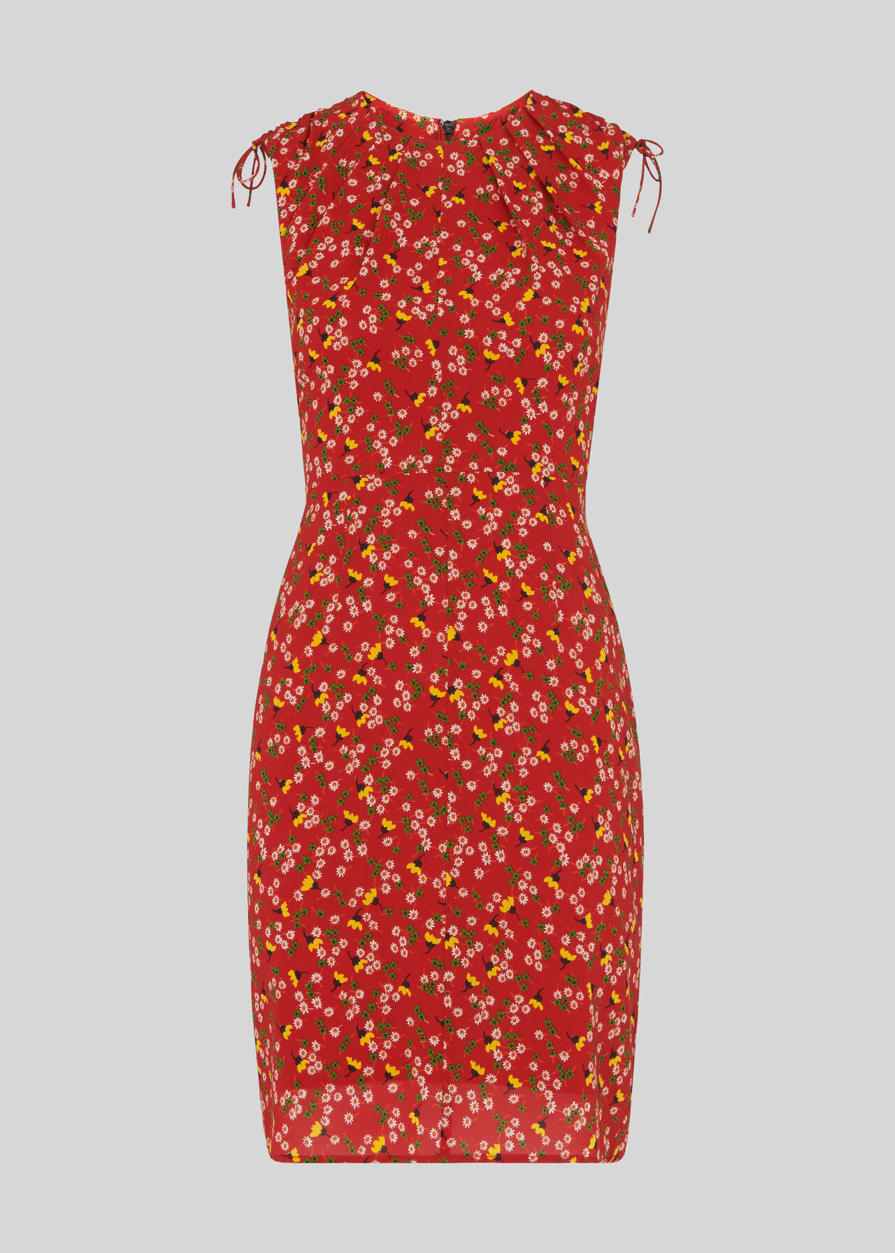 Peony Print Silk Bodycon Red/Multi