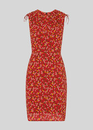 Peony Print Silk Bodycon Red/Multi