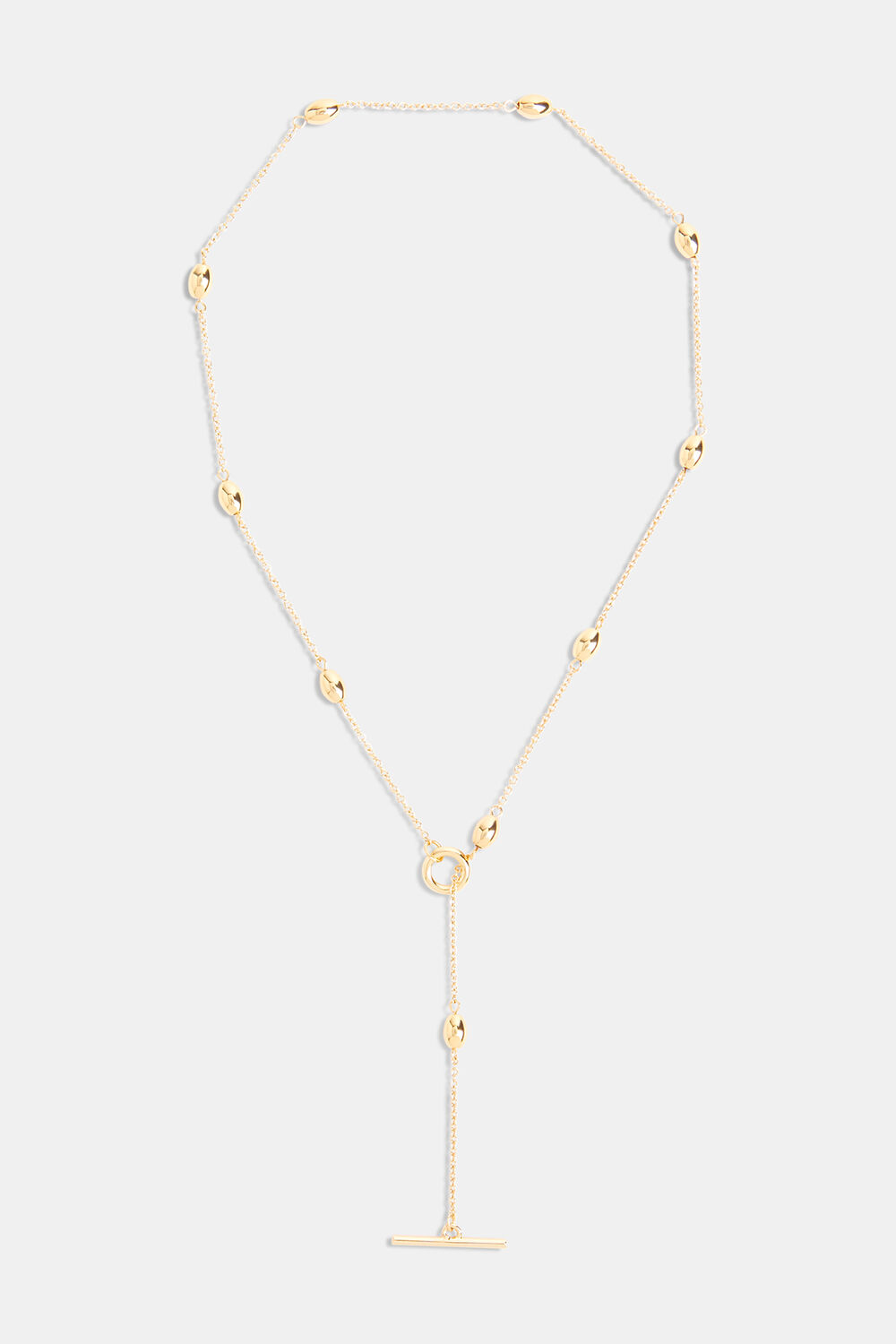 Oval Beaded T Bar Necklace