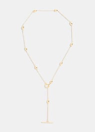 Oval Beaded T Bar Necklace