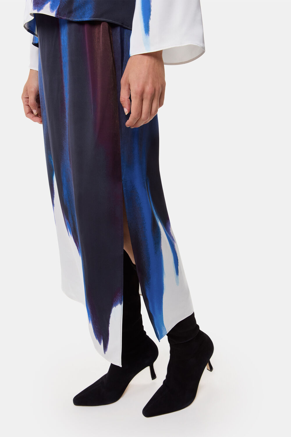Ice Dye Print Midi Skirt