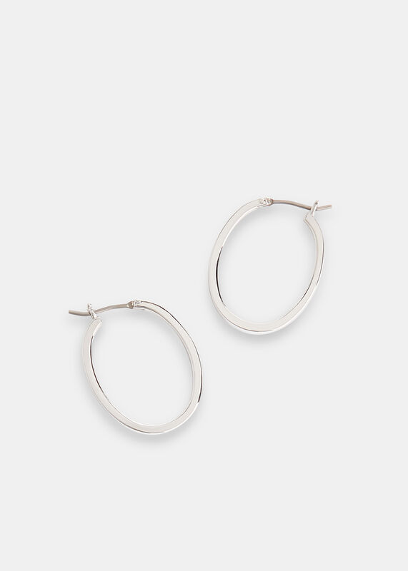 Silver Mini Oval Thin Hoop