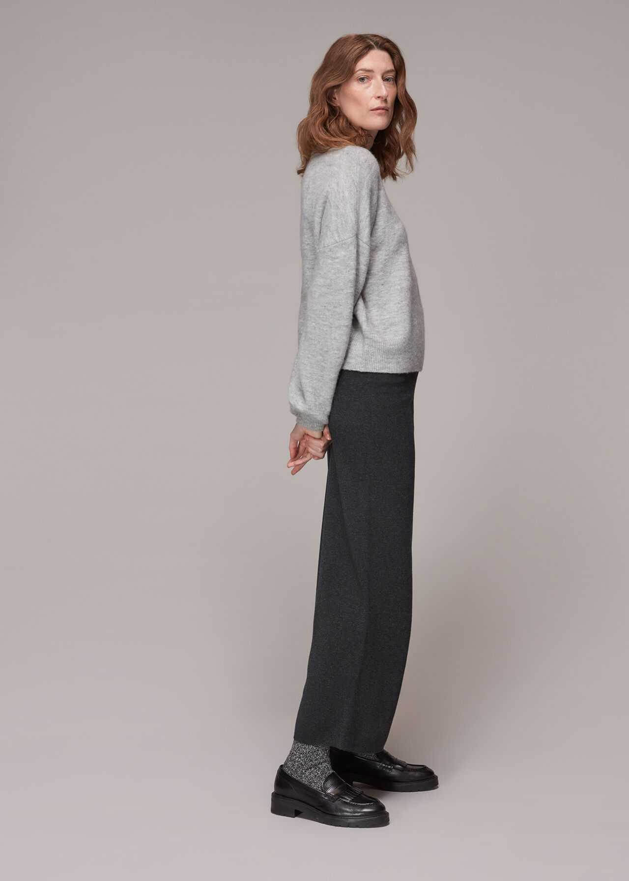 Knitted Wide Leg Marl Trouser