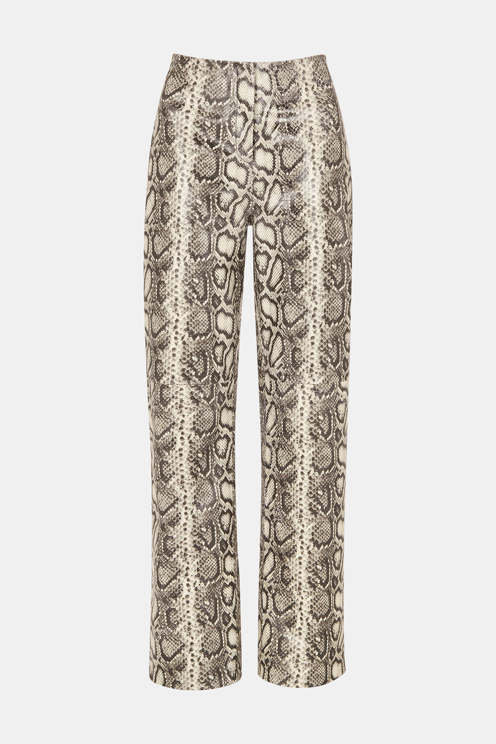 Snake Print Leather Trousers