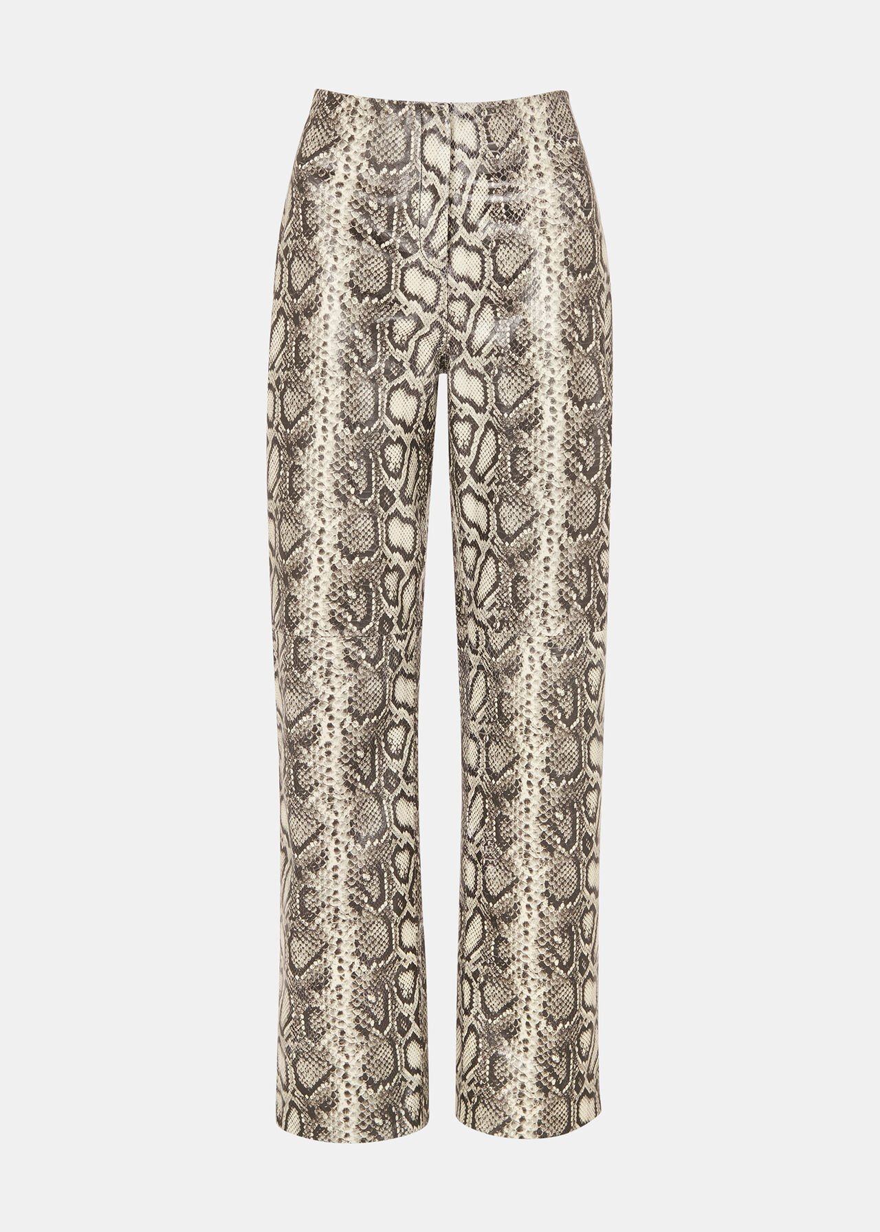 Snake Print Leather Trousers
