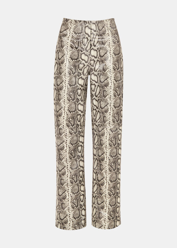 Multicolour Snake Print Leather Trousers
