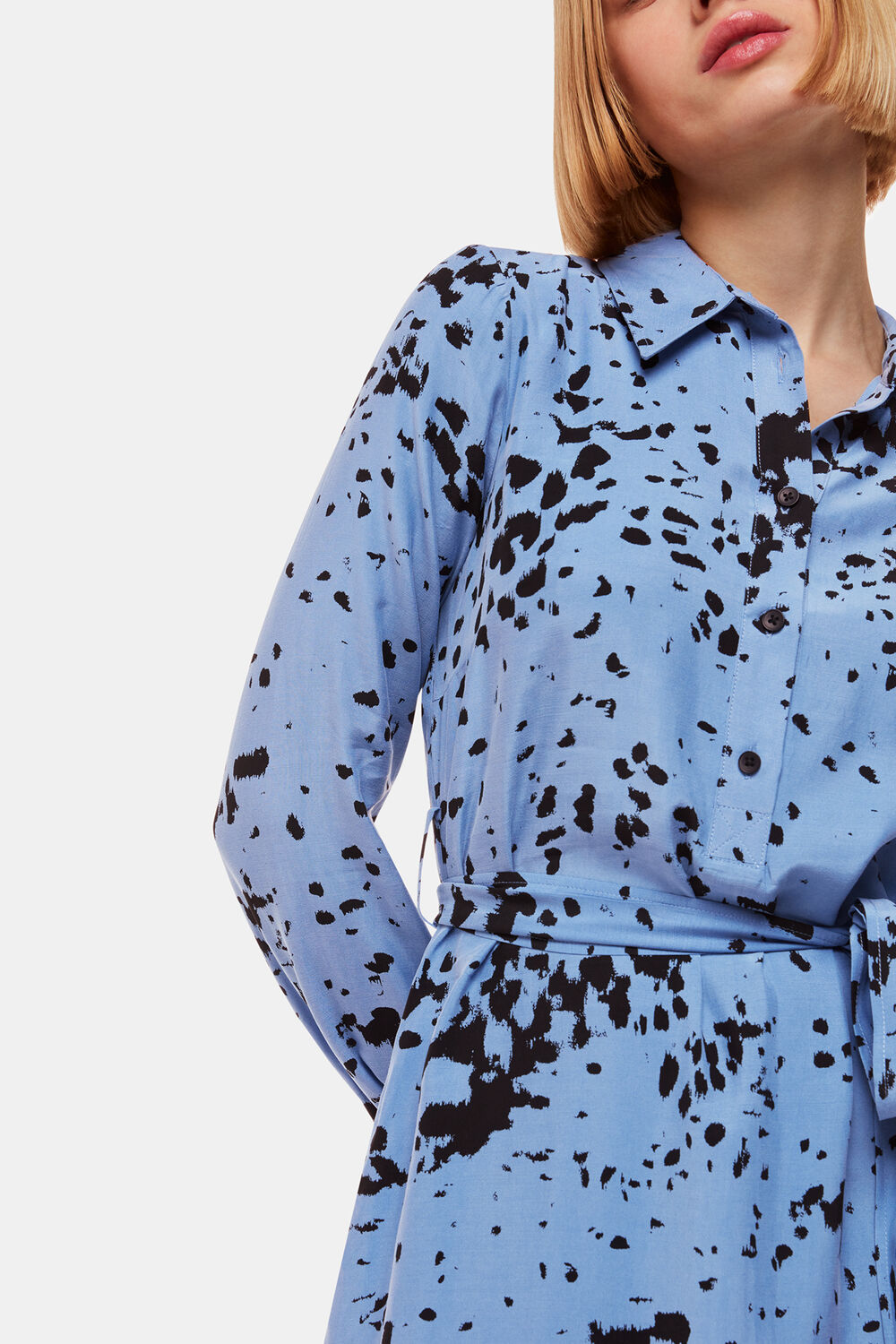 Blue Smudged Spot Print Imie Dress