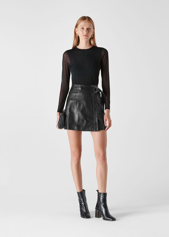Flocked Mini Spot Mesh Top