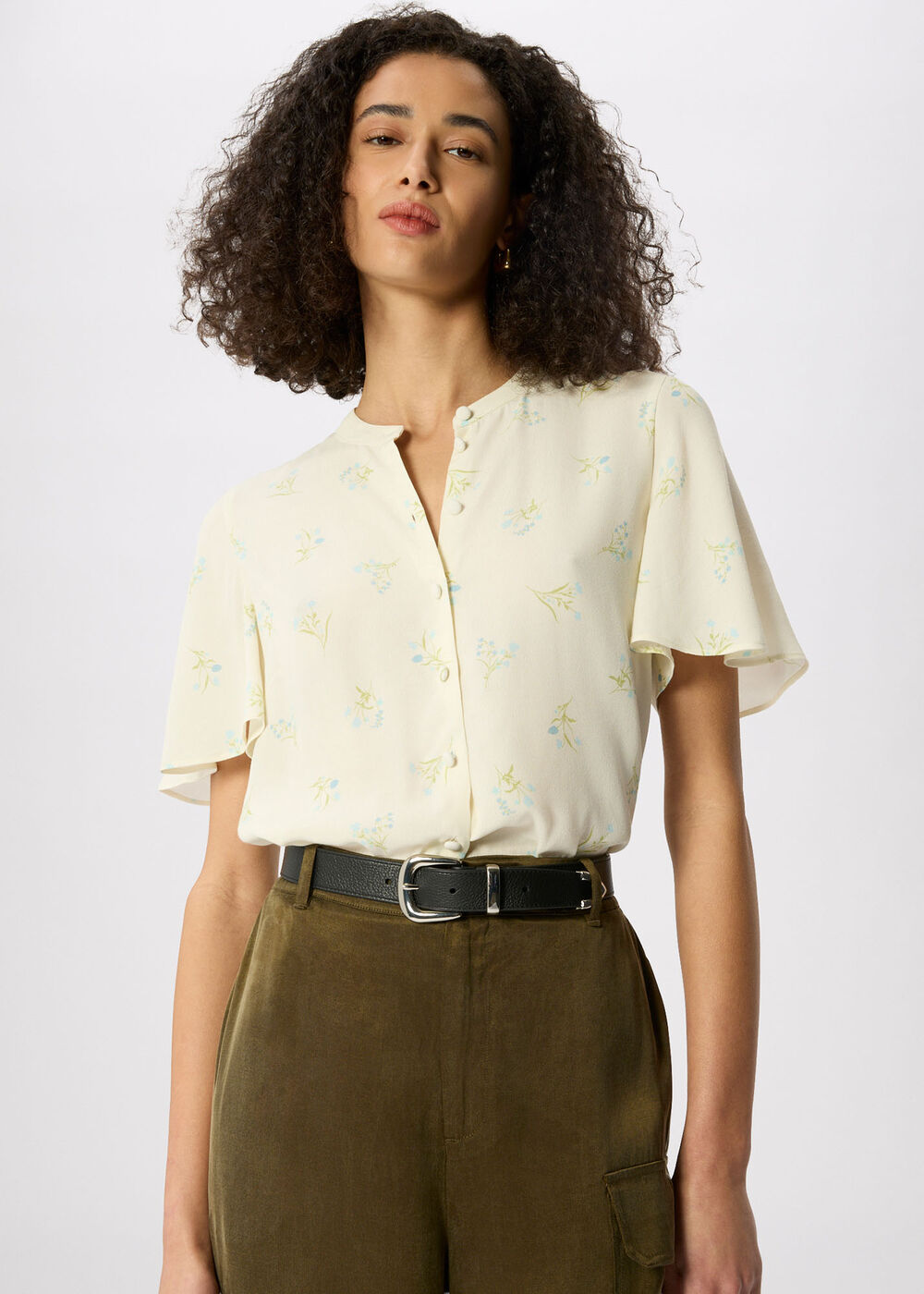 Floral Button Front Shirt