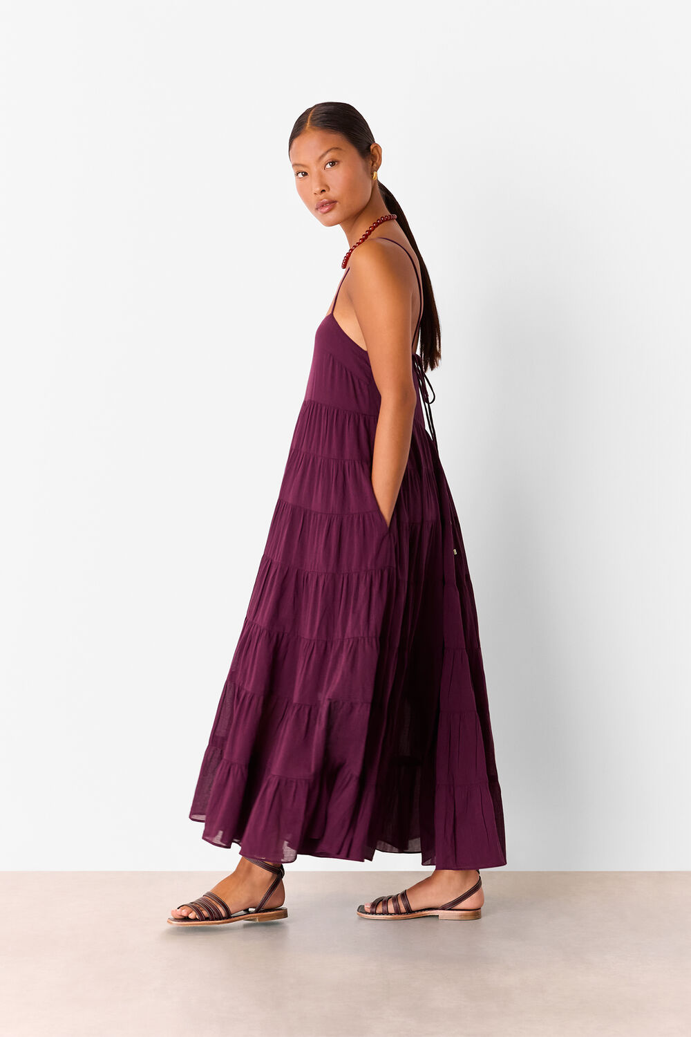 Petite Cotton Tiered Maxi Sun Dress