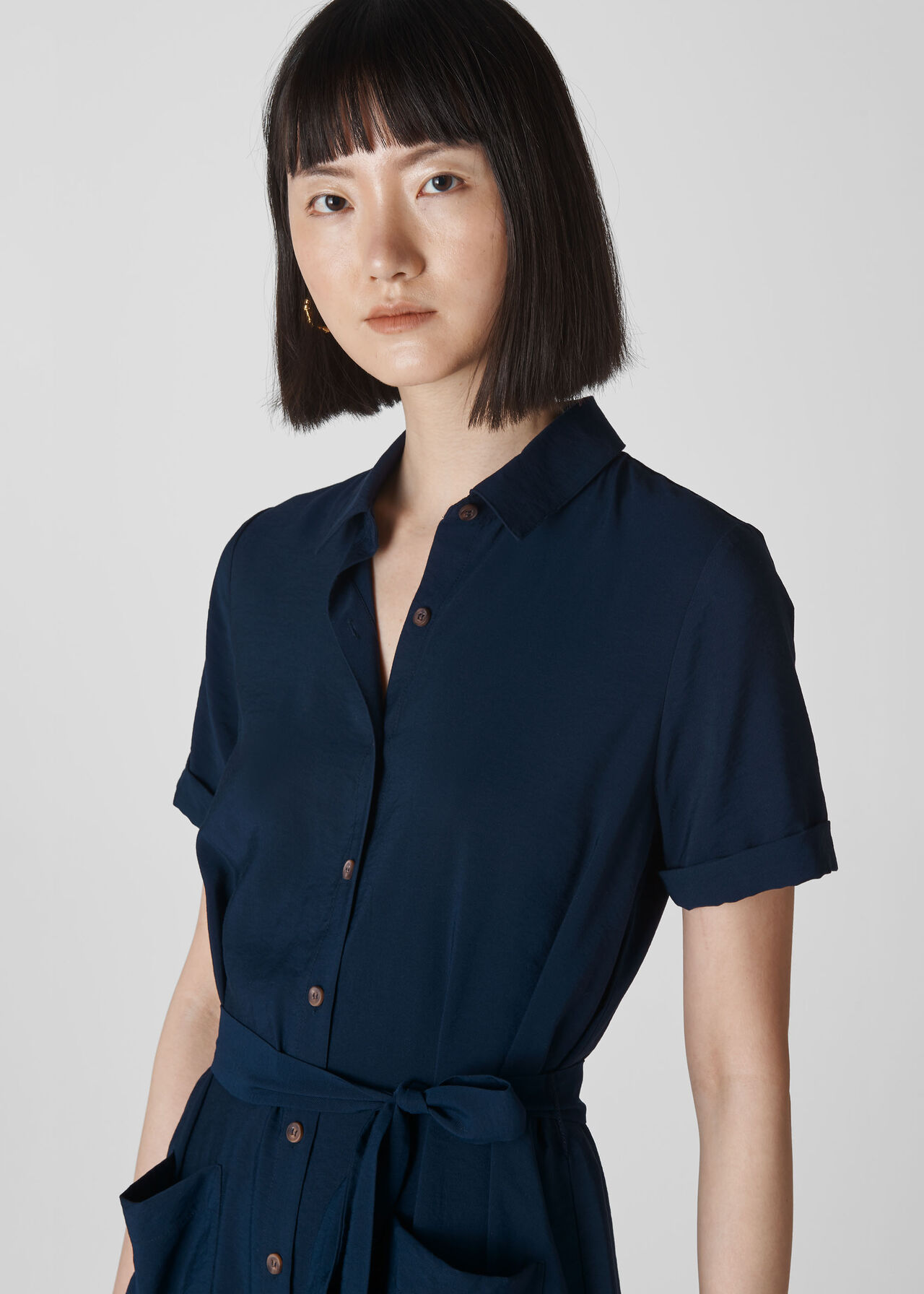 Montana Longline Shirt Dress Navy