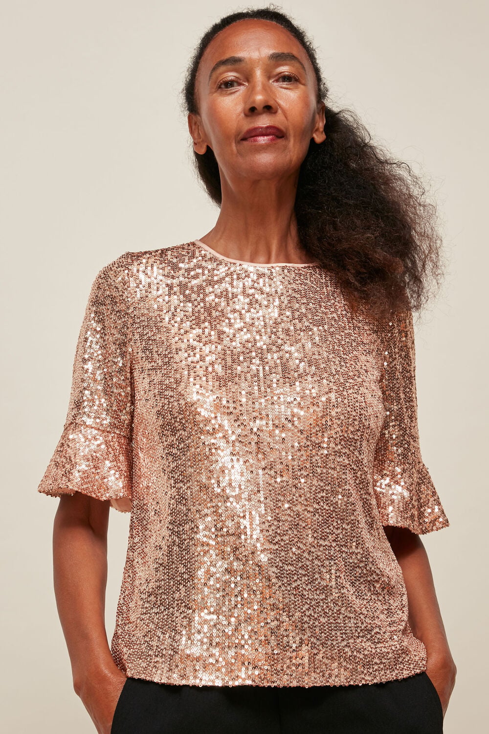 Champagne Sada Sequin Top