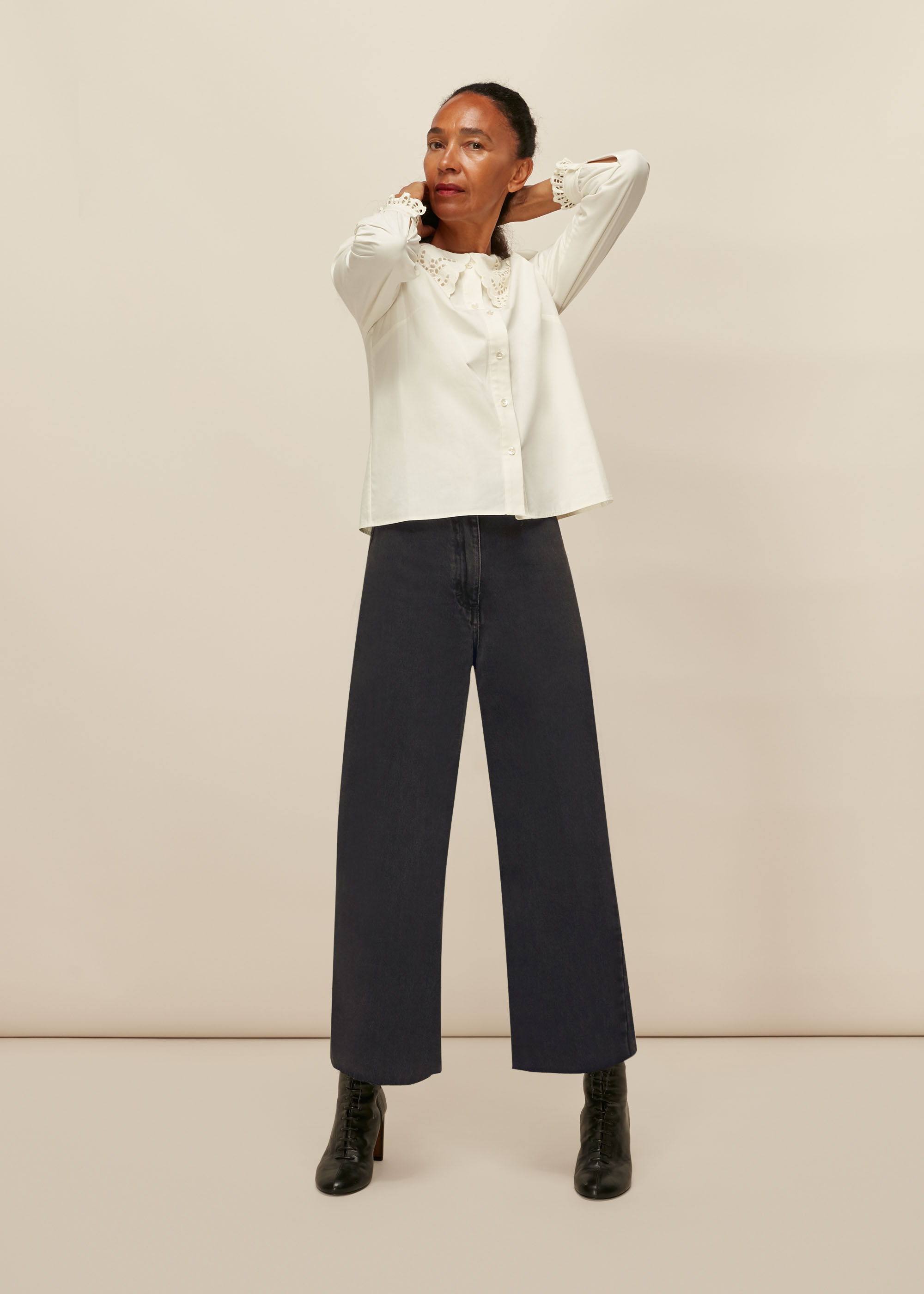 Black Wide Leg Washed Jean WHISTLES