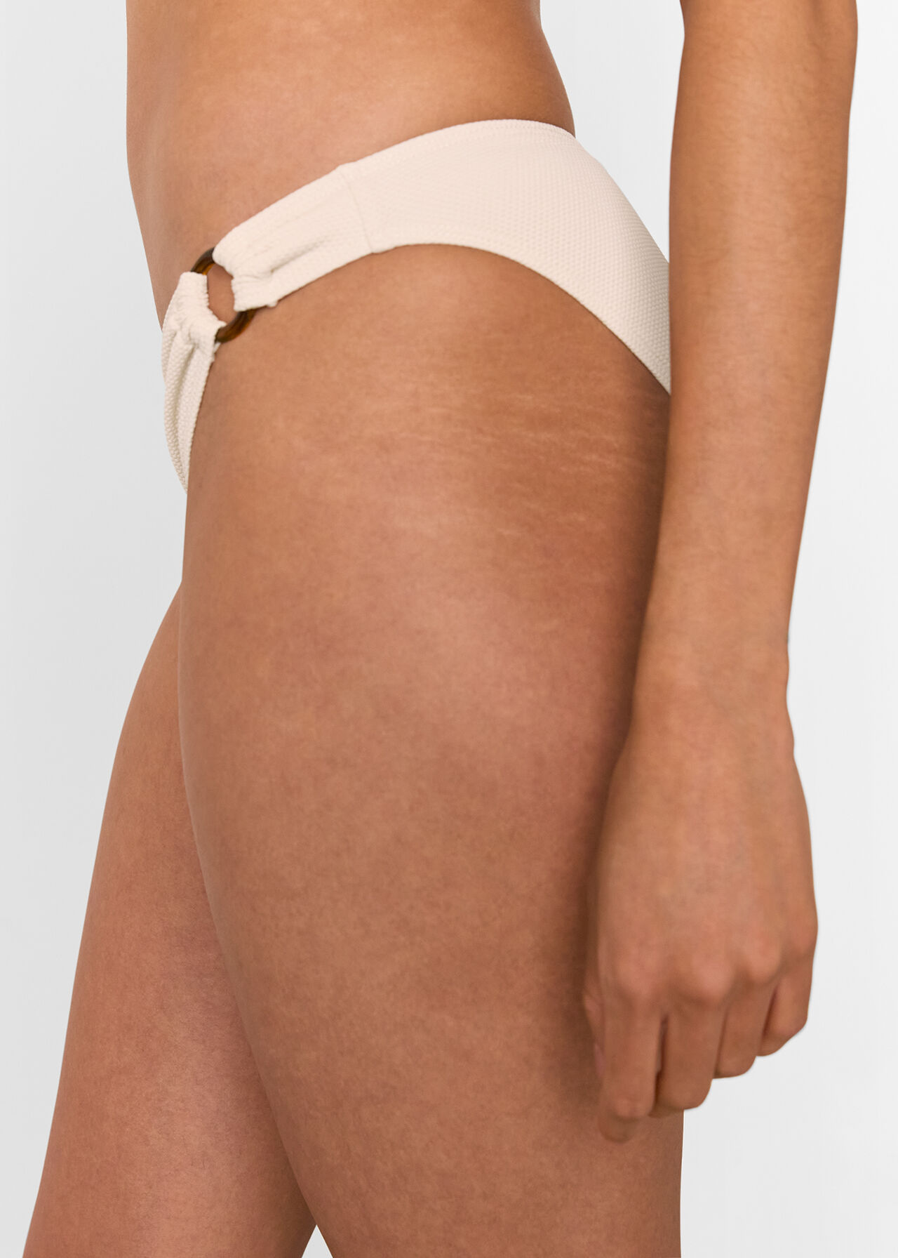 Ivory Ring Detail Bikini Bottom