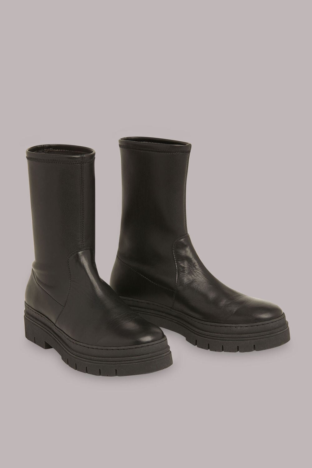 Black Knole Sock Chunky Chelsea Boot