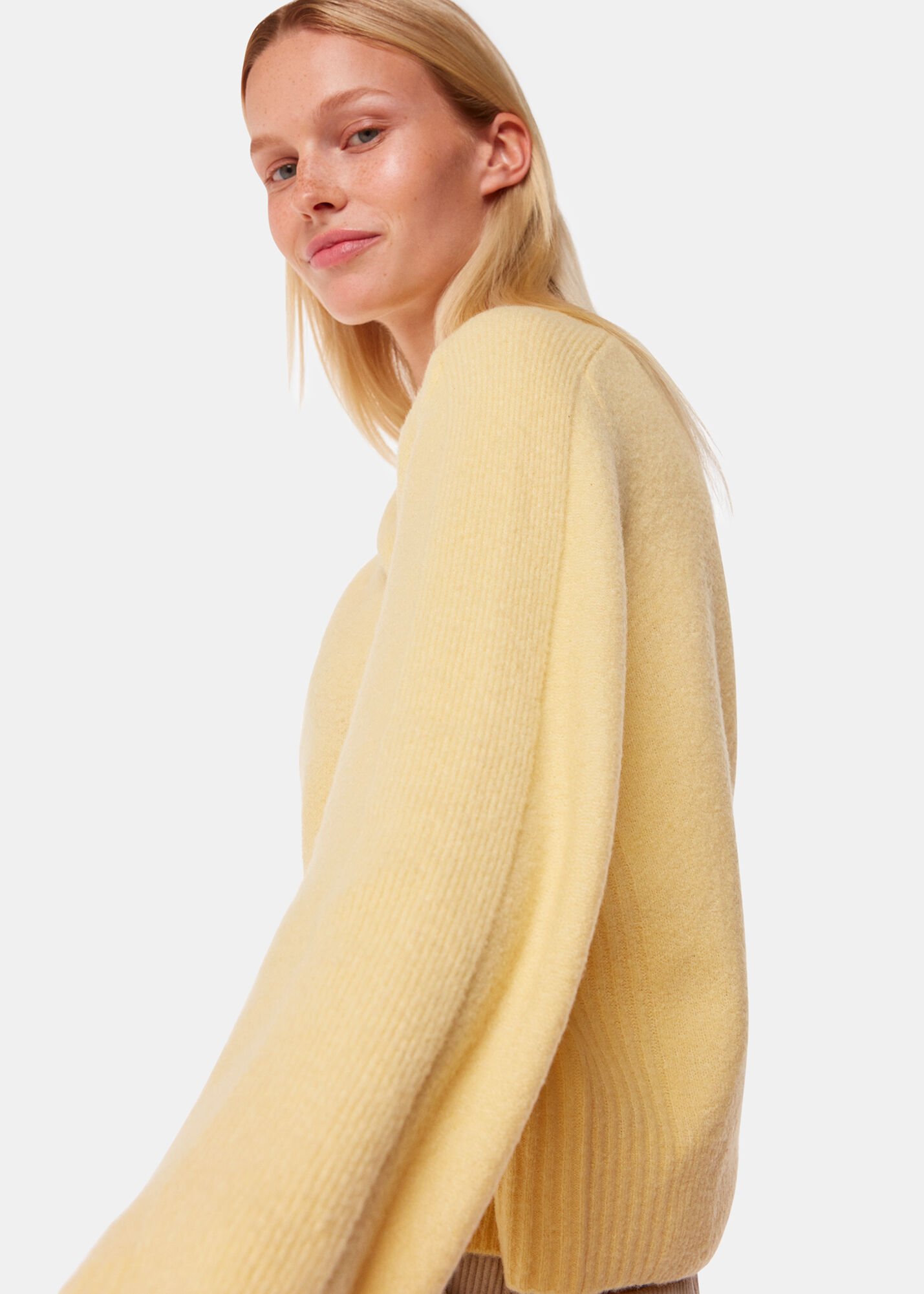 Women s Yellow Wool Mix Crew Neck Sweater Whistles US
