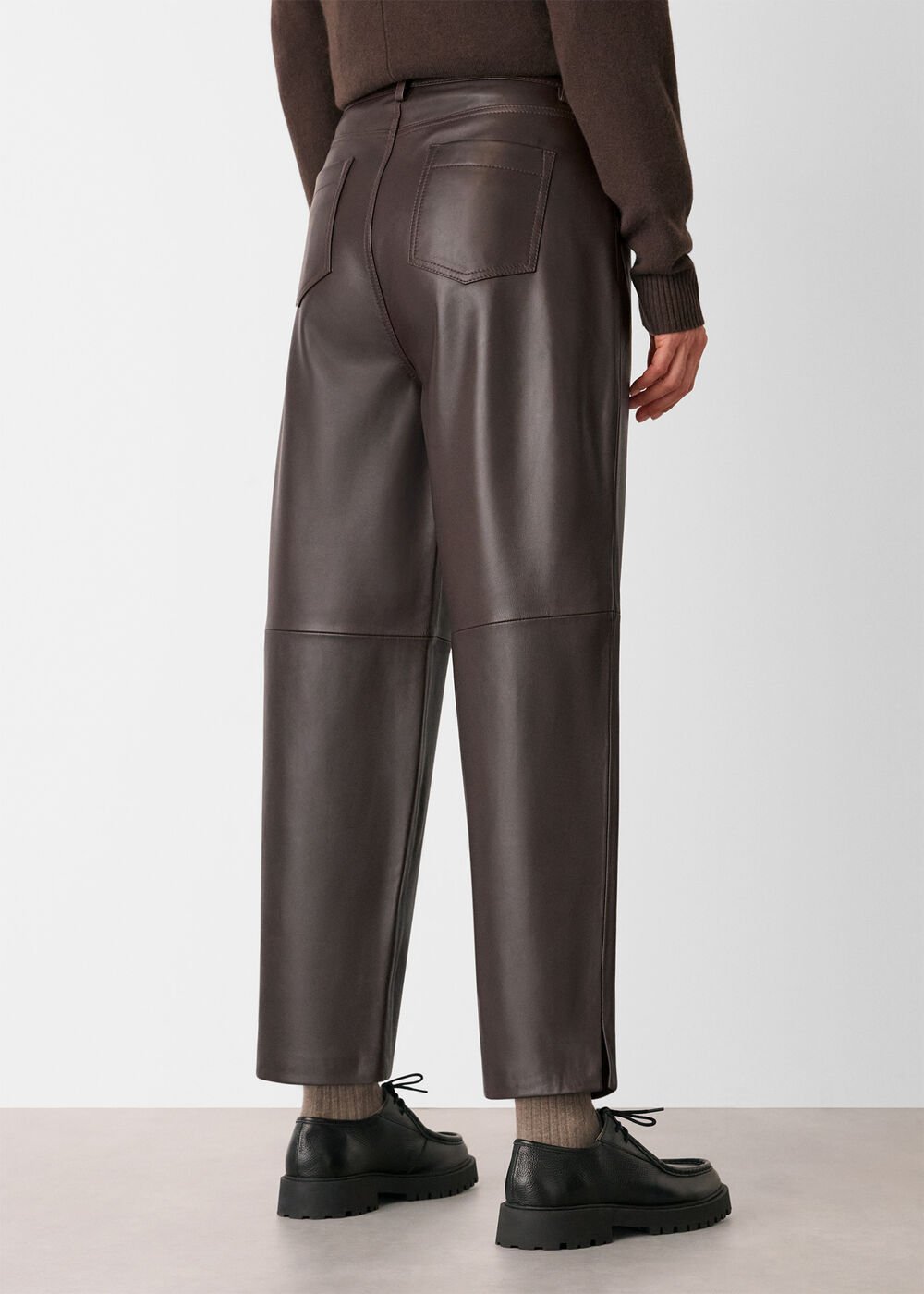 Leather Barrel Leg Trouser