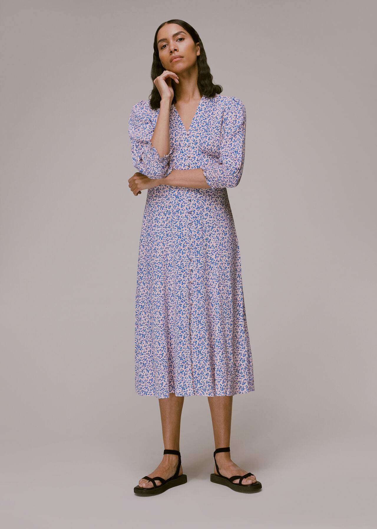Floral Garden Print Midi Dress