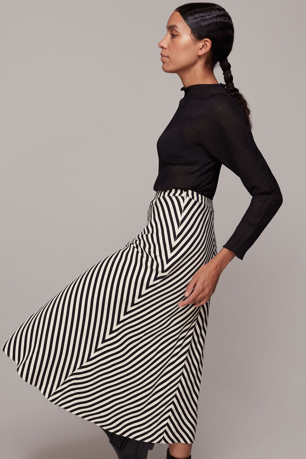 Multicolour Diagonal Stripe Skirt