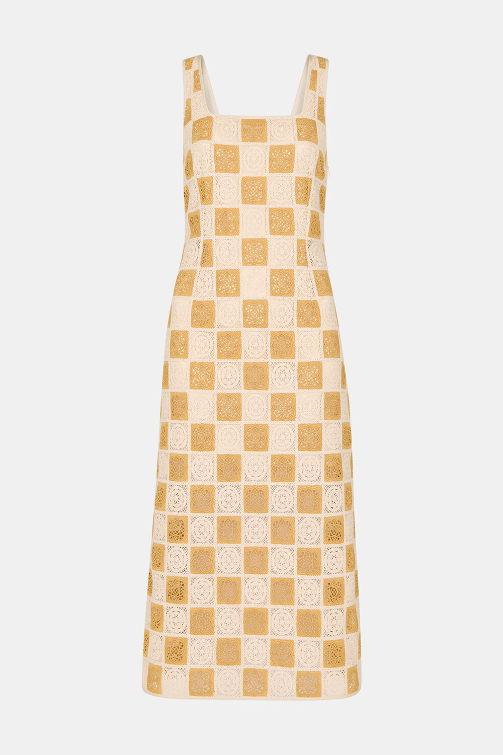 Ivory Cotton Crochet Midi Dress