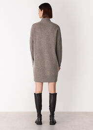 Funnel Neck Wool Mini Dress