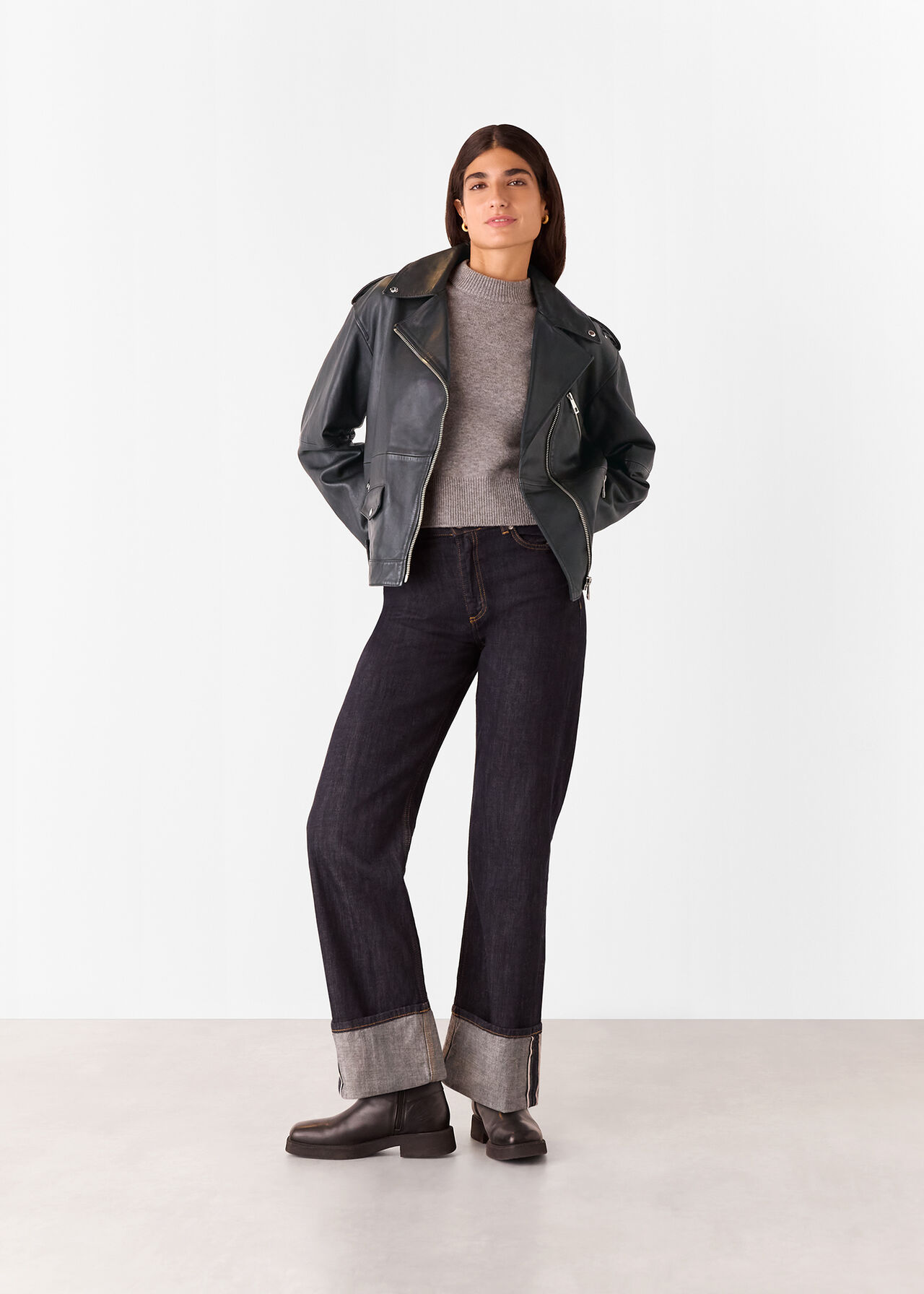 Freja Leather Biker Jacket