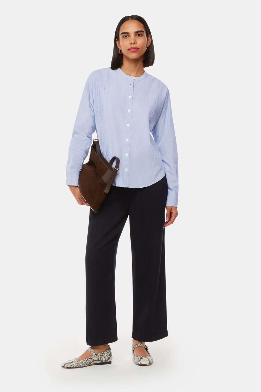 Stripe Grandad Collar Shirt