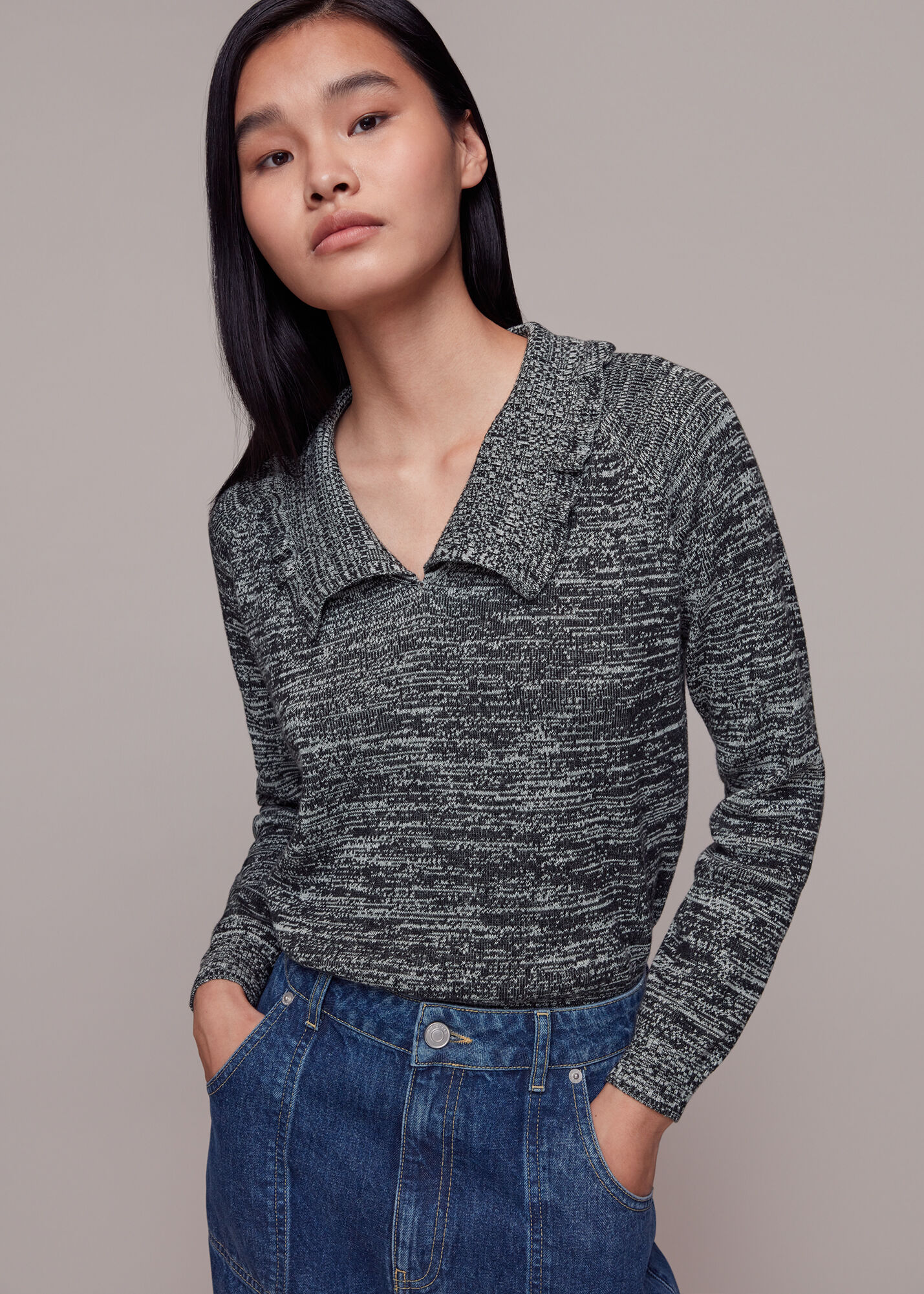 Grey frill hotsell neck jumper