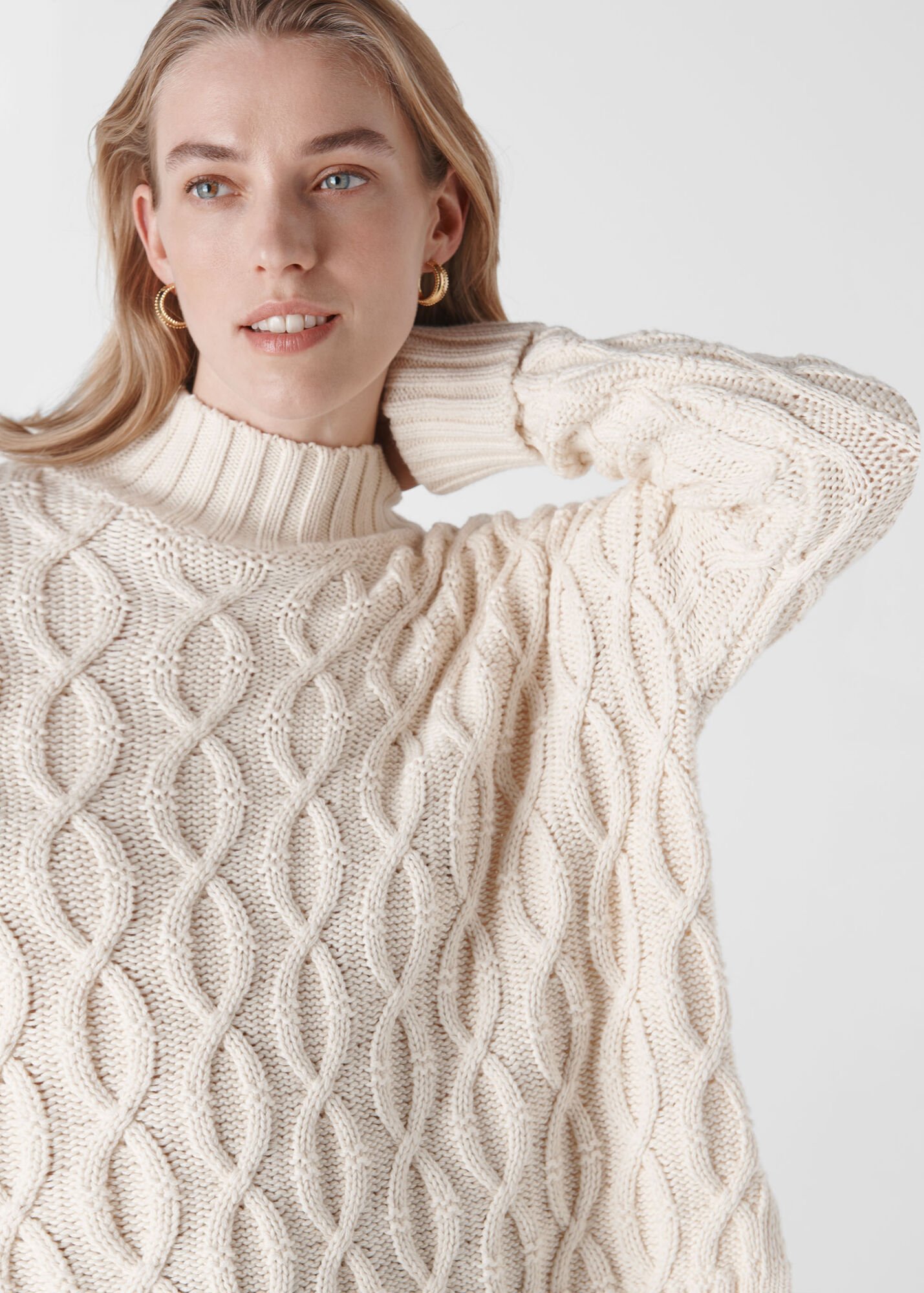 Ivory/Multi Oversized Cable Knit Sweater | WHISTLES