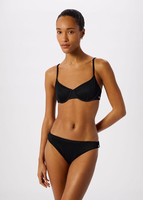 Black Ribbed Basic Bikini Bottom