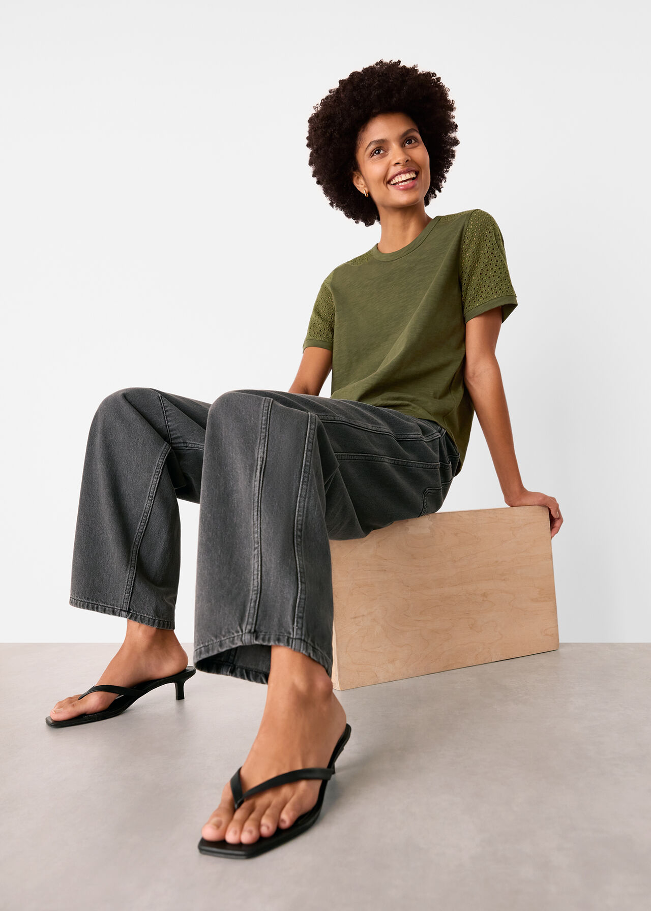 Broderie Sleeve Detail Tee