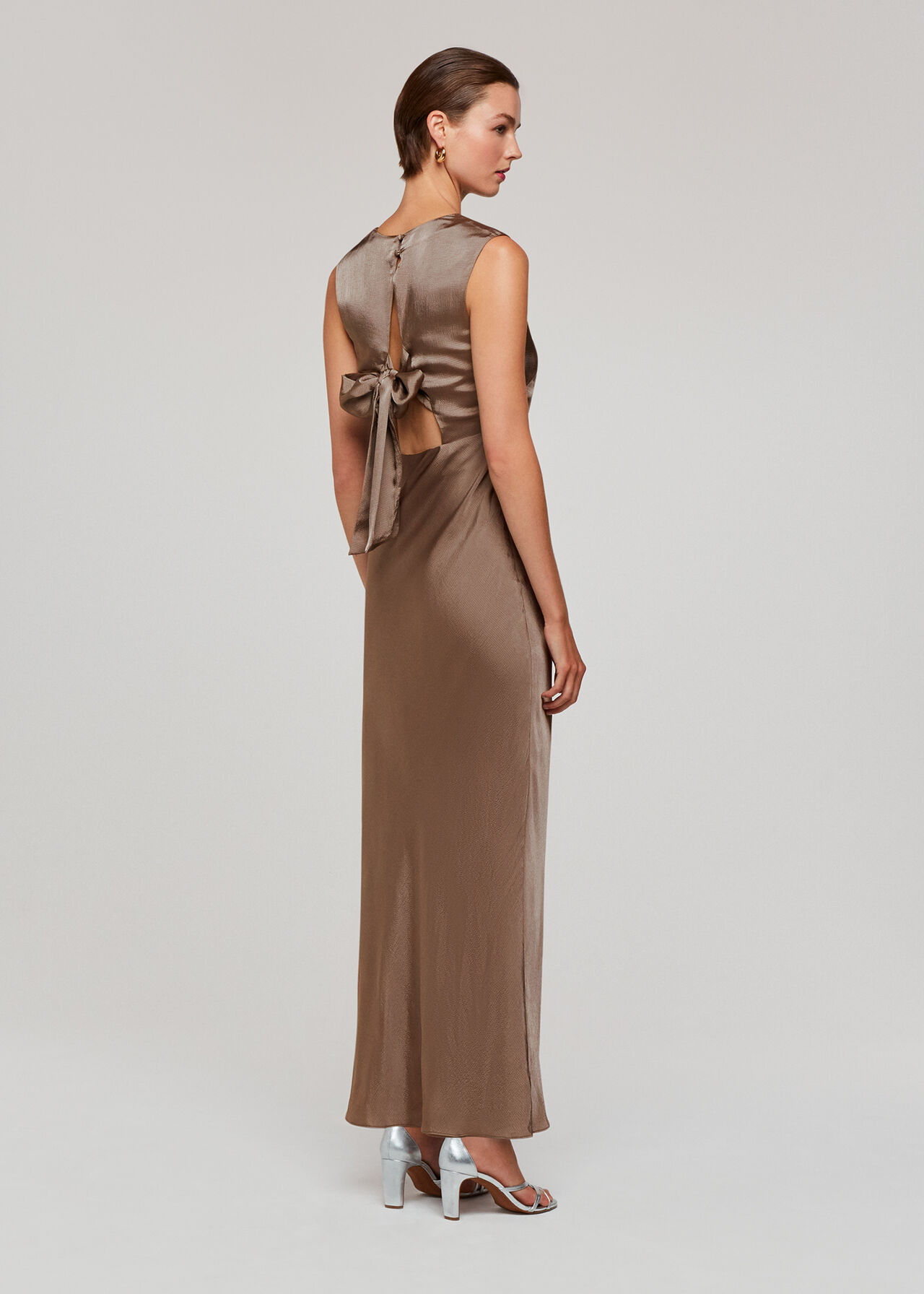 Cowl Neck Satin Maxi Dress
