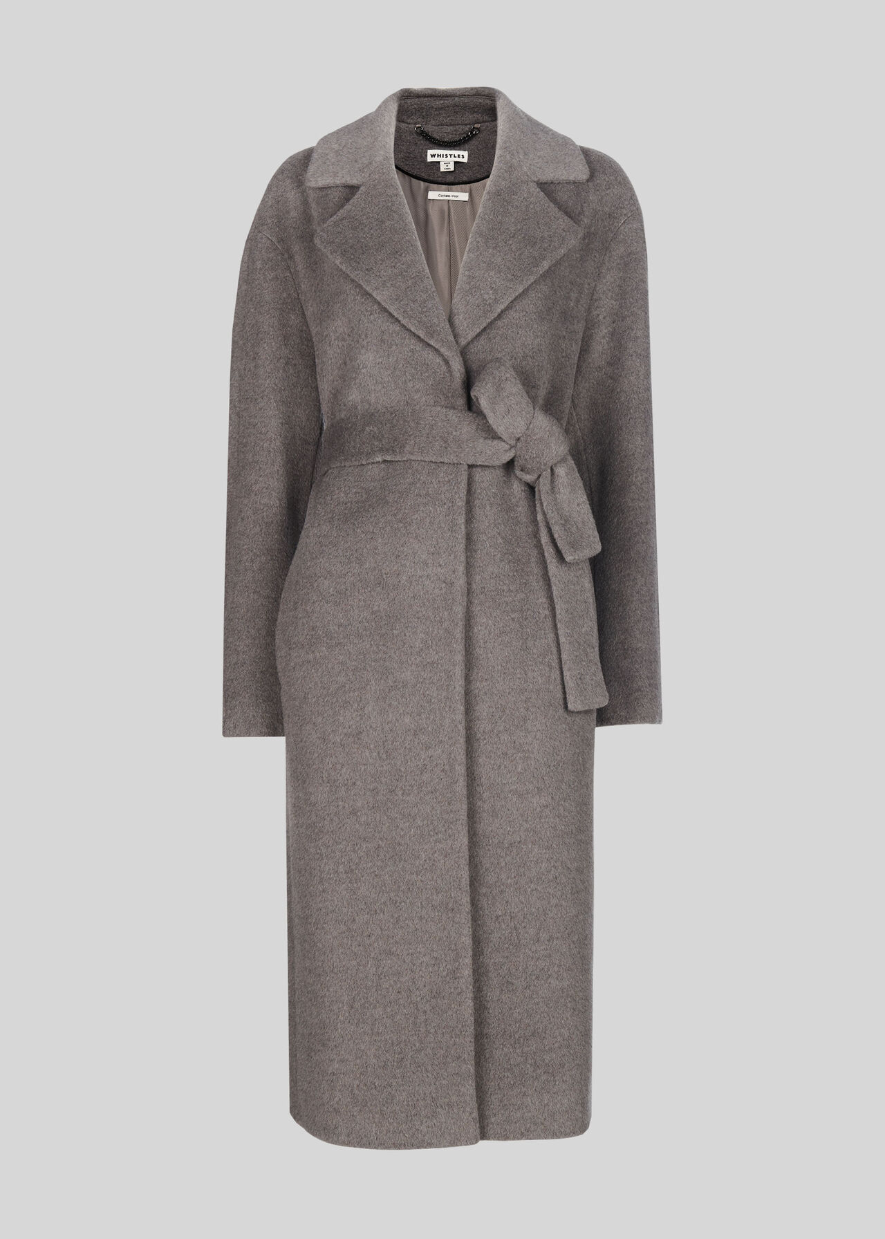 Darcey Drawn Belted Wrap Coat Grey