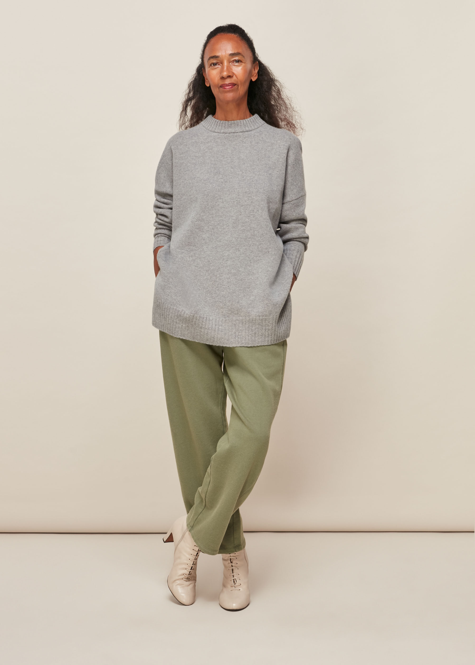 【メーカー包装済】 | Knit Wool Neck Crew Line Long Grey WHISTLES | US Whistles | トップス