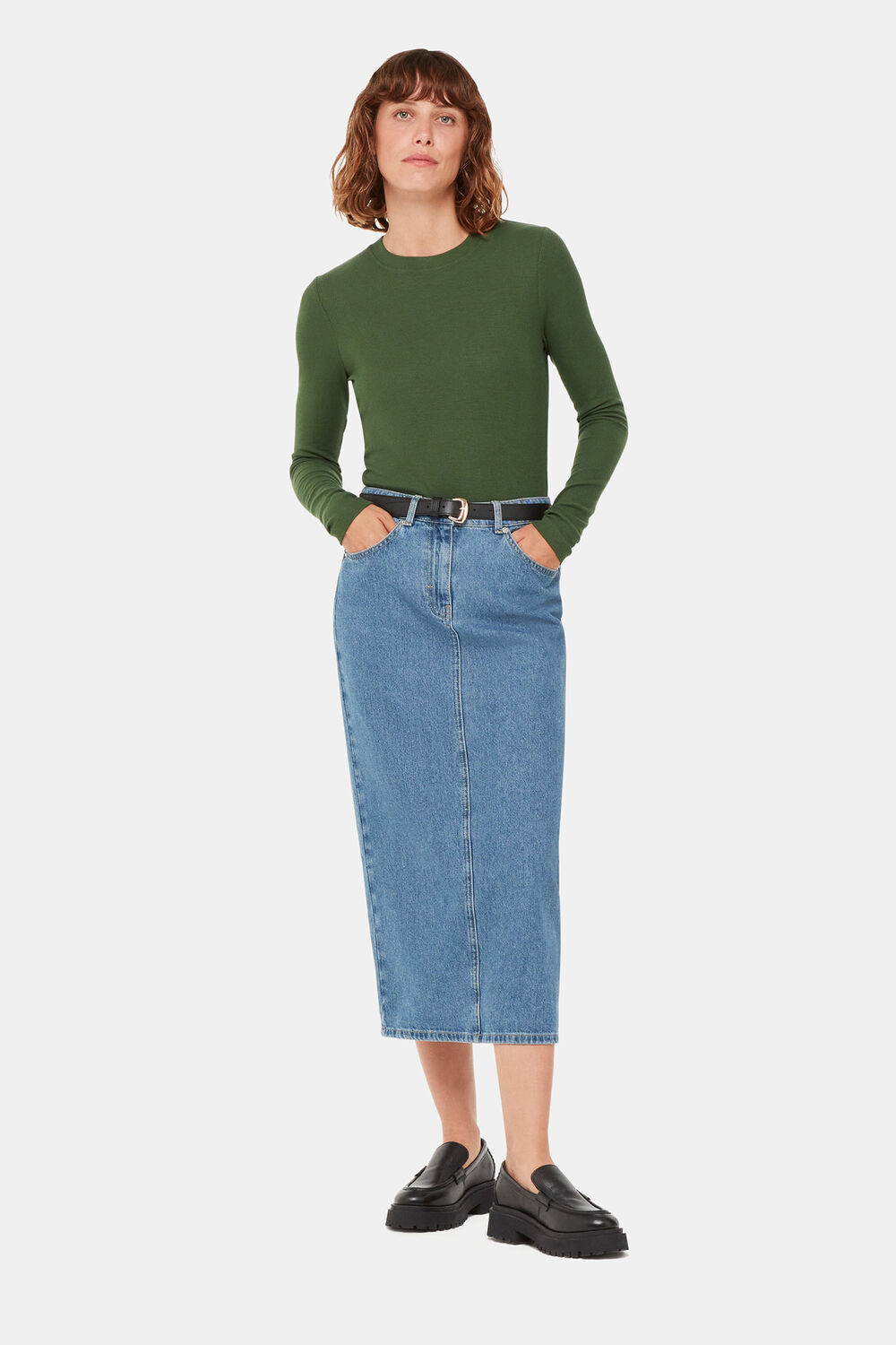 Khaki Essential Ribbed Crew Neck