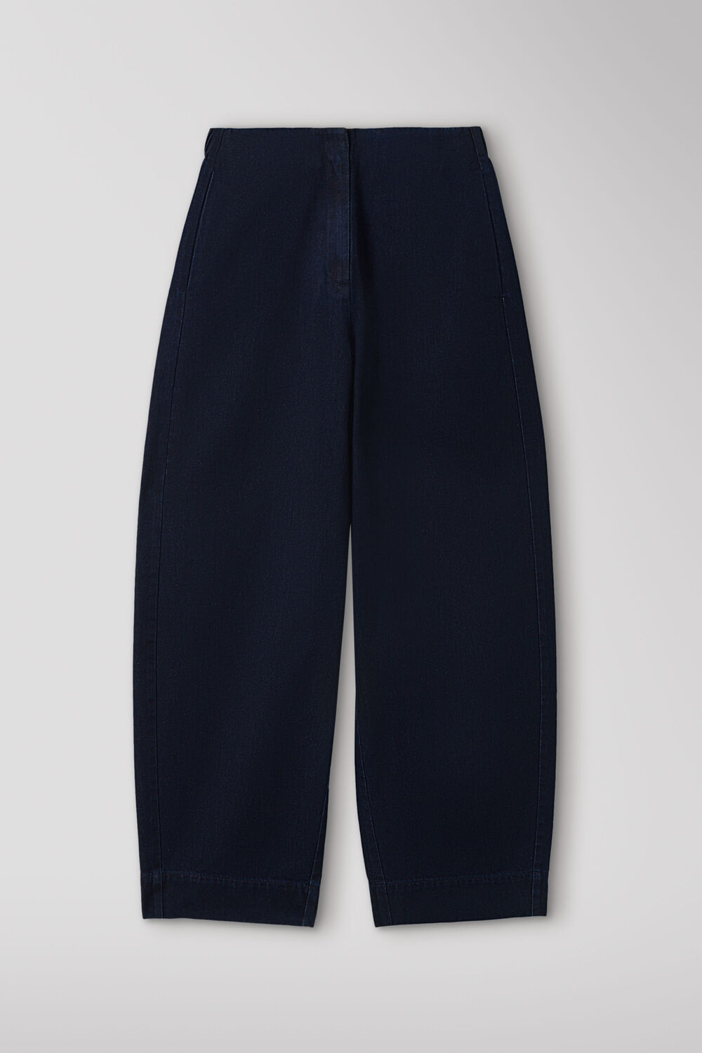 Dark Denim High Rise Clean Barrel Trouser