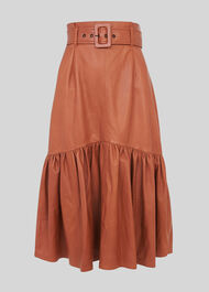 Belted Leather Skirt Toffee