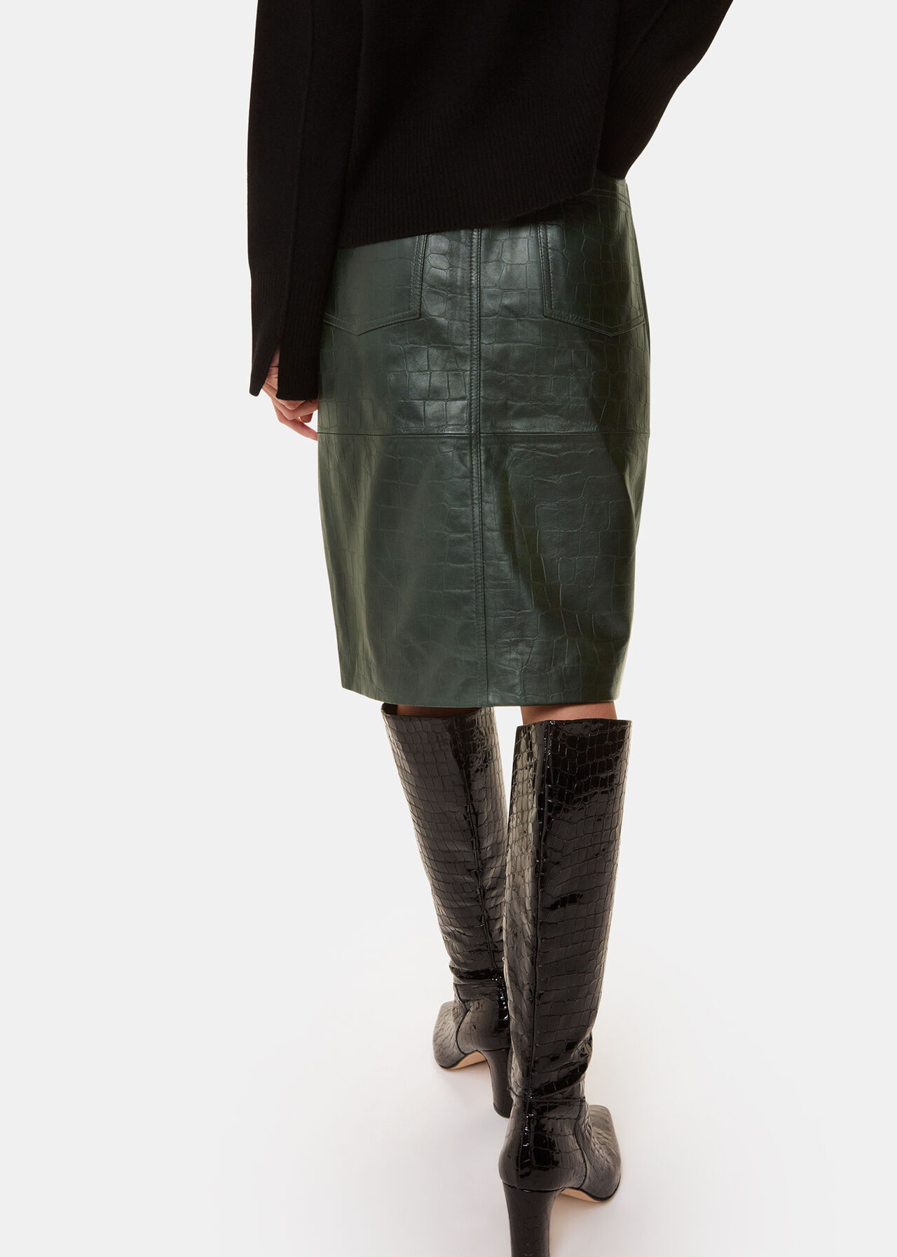 Delia Croc Leather Skirt