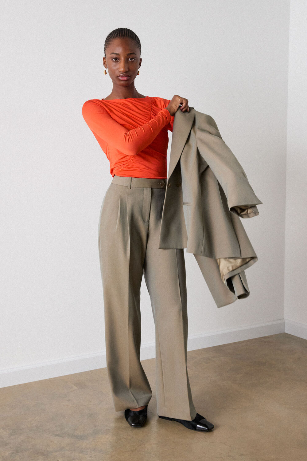 Orange Asymmetric Gathered Top