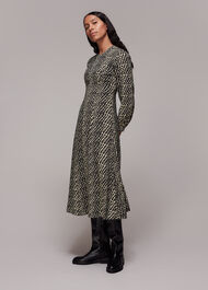 Brushed Geo Print Midi Dress